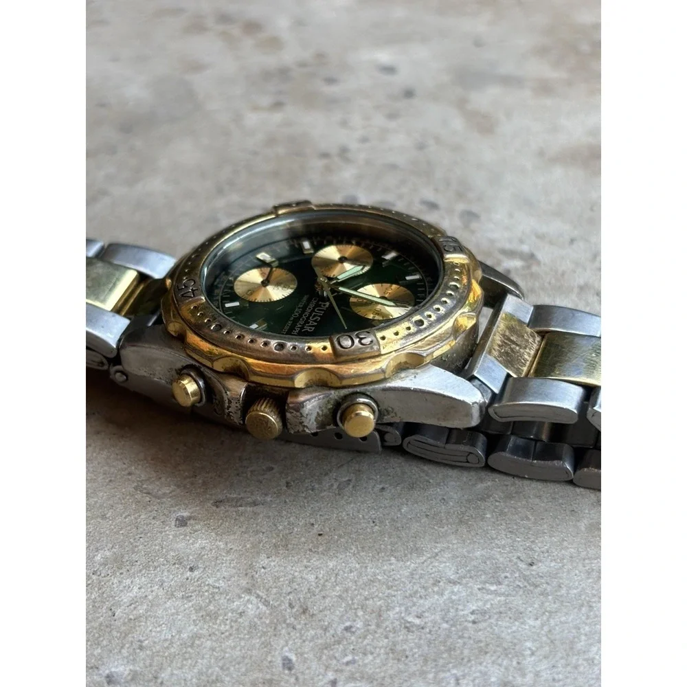 ⭐️Vtg TWO TONE CHRONOGRAPH MEN'S WATCH 